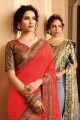 Red Saree in Lace Silk