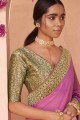Thread Saree in Magenta Chiffon