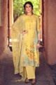 Cotton Palazzo Suit in Yellow with Cotton