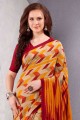 Multicolor Printed Saree in Silk Crepe