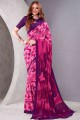 Light Pink Saree in Printed Silk Crepe