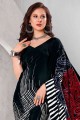 Black Saree in Printed Silk Crepe