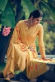 Cotton Palazzo Suit in Mustard with dupatta