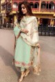 Green Straight Pant Salwar Kameez in Faux Georgette with Faux Georgette