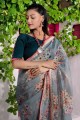Classy Cotton Saree with Printed in Grey