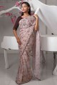 Silk Saree in Brown with Printed