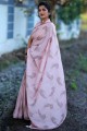 Pink Silk Printed Saree with Blouse