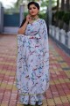 Silk Printed Saree with Printed in White