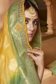 Ethinc Yellow Silk Saree with Embroidered