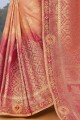 Enticing Embroidered Saree in Peach Silk