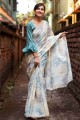 Weaving Saree in Blue Silk