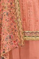 Peach Palazzo Suit with Faux Georgette