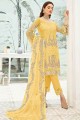Yellow Georgette Straight Pant Palazzo Suit with Georgette