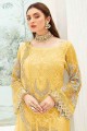Yellow Georgette Straight Pant Palazzo Suit with Georgette