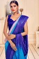 turquoise  Art Silk Embroidered Saree with Blouse