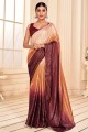 Rust  Art Silk Embroidered Saree with Blouse