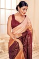 Rust  Art Silk Embroidered Saree with Blouse