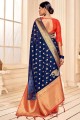 Royal Blue Banarasi Saree with Weaving Banarasi raw Silk