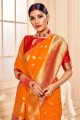 Ravishing Banarasi raw Silk Banarasi Saree in Orange with Weaving