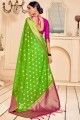 Stunning Banarasi raw Silk Banarasi Saree in Green with Weaving
