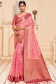 Pink Weaving Banarasi raw Silk Banarasi Saree