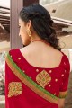 Latest Red Saree in Embroidered Silk