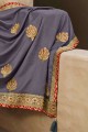 Enticing Silk Saree with Embroidered in Grey