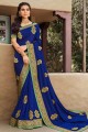 Classy Blue Silk Saree with Embroidered