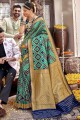 teal  Weaving Banarasi Saree in Banarasi raw Silk