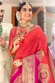 Banarasi Saree in Pink Banarasi raw Silk with Weaving