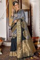 Grey Weaving Banarasi Saree in Banarasi raw Silk