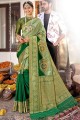 Alluring Banarasi raw Silk Weaving Green Banarasi Saree with Blouse