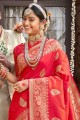 Adorable Banarasi raw Silk Banarasi Saree with Weaving in Red