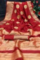 Maroon Saree in Embroidered Silk