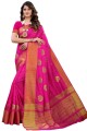Silk Saree in Pink with Embroidered