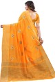 Yellow Saree in Silk with Embroidered