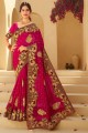 Viscose Saree in Pink with Stone