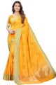 Latest Ethnic Yellow Silk Saree with Embroidered
