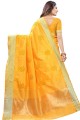 Latest Ethnic Yellow Silk Saree with Embroidered