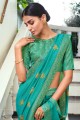 Viscose Embroidered Blue Saree with Blouse