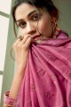 Thread Silk Saree in Magenta with Blouse