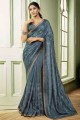 Silk Saree with Thread in Grey
