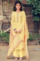 Dazzling Cotton Yellow Palazzo Suit in Cotton