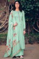 Green Palazzo Suit with Cotton