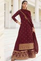 Georgette Palazzo Suit with Georgette in Maroon