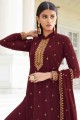 Georgette Palazzo Suit with Georgette in Maroon