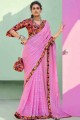 Chiffon Weaving Pink Saree with Blouse