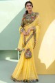 Chiffon Weaving Yellow Saree with Blouse
