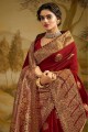 Art Silk Weaving Maroon Saree with Blouse