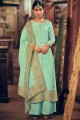Green Jacquard Palazzo Suit with Jacquard